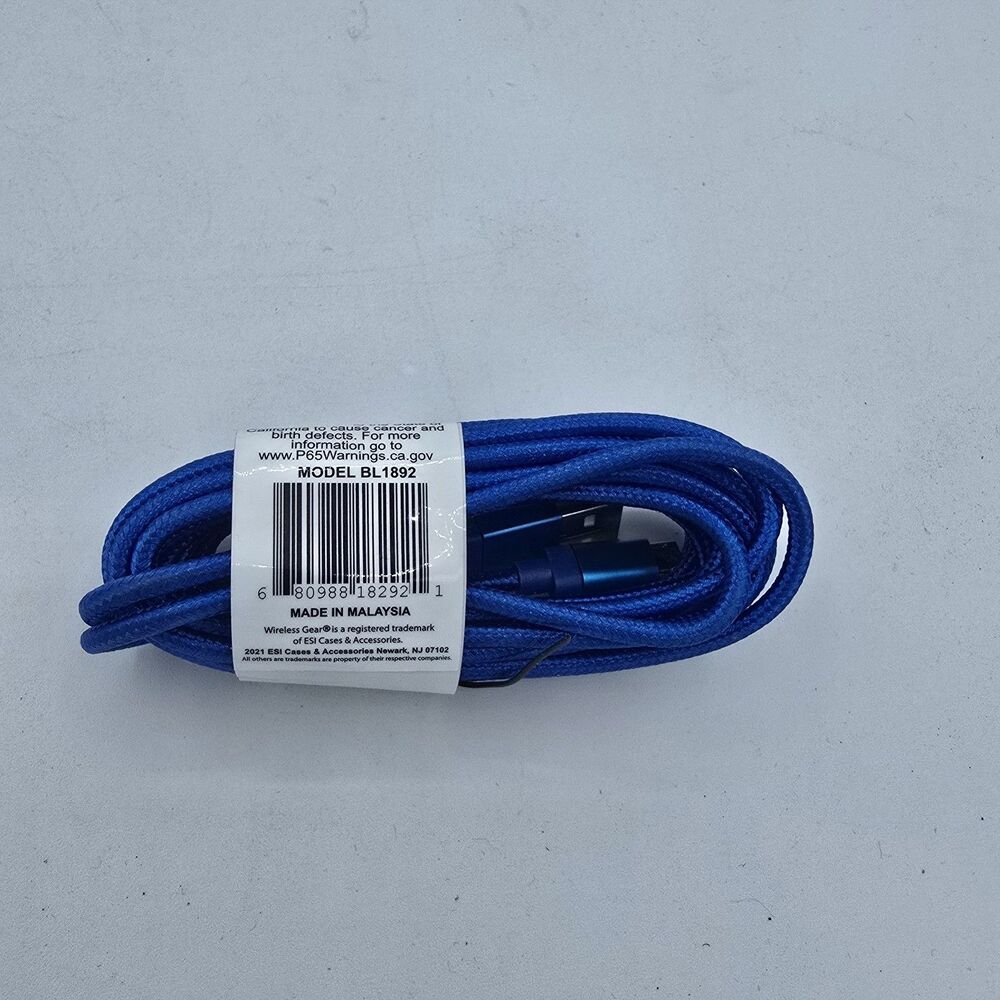 Wireless Gear 10 ft micro usb sync and charge cable. New